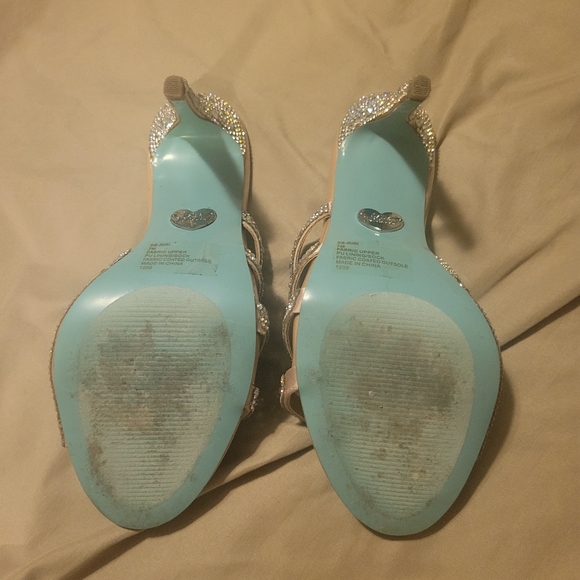 Size 7 Betsey Johnson heels. Nude color with AB crystals. - Picture 2 of 9